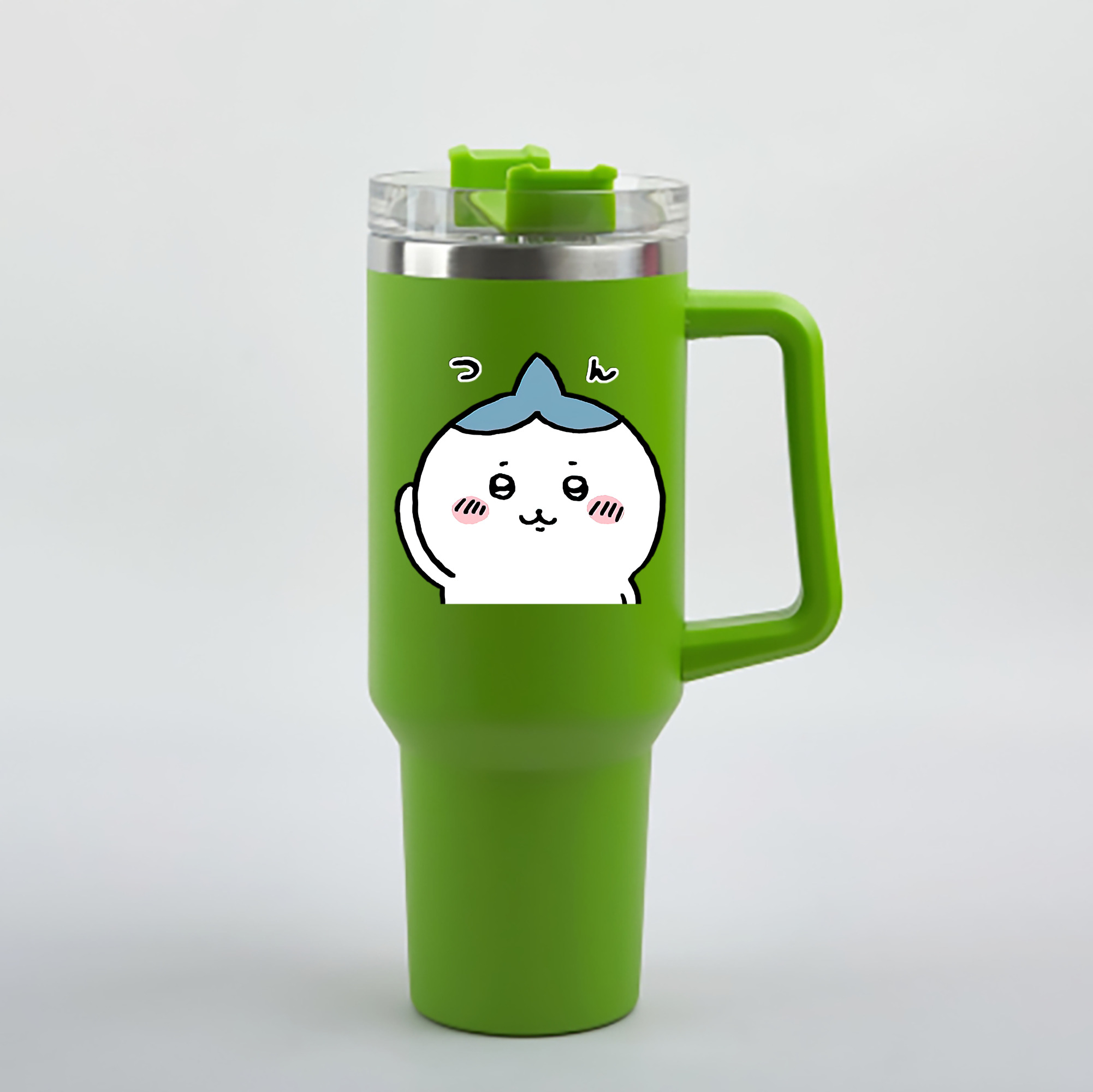 （画像用） ちいかわ ハチワレ Chii-kawa hachiware 1200mL車用タンブラー - クリスタルステッカー（プラスチックストロー付き）